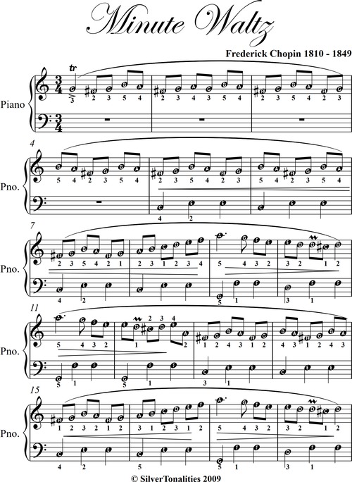Product picture minute waltz, easy piano, sheet music