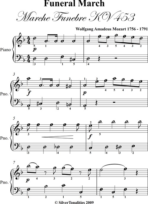 Product picture Funeral March KV 453 Easy Piano Sheet Music