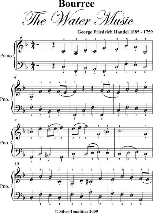 Product picture Bourree Number 1 Water Music Easy Piano Sheet Music