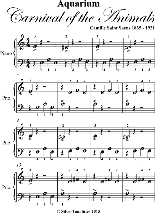 Product picture Aquarium Carnival of the Animals Beginner Piano Sheet Music