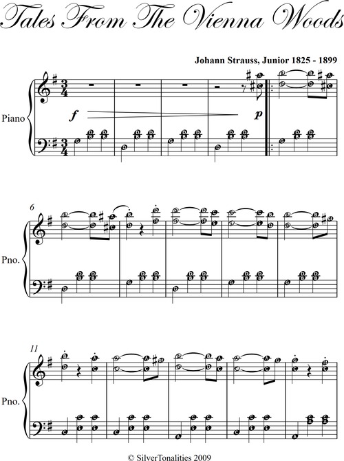 Product picture Tales from the Vienna Woods Easy Intermediate Piano Sheet Mu