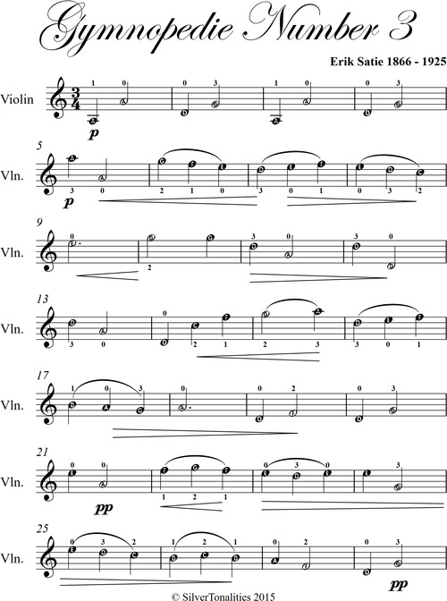 Product picture Gymnopedie Number 3 Easy Violin Sheet Music