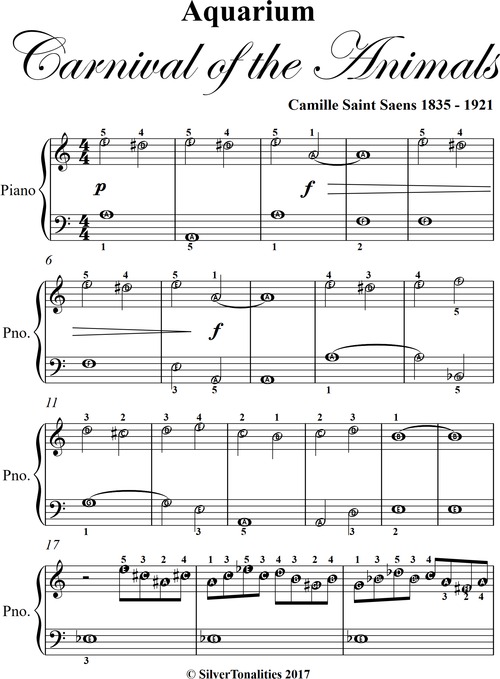 Product picture Aquarium Carnival of the Animals Easy Piano Sheet Music
