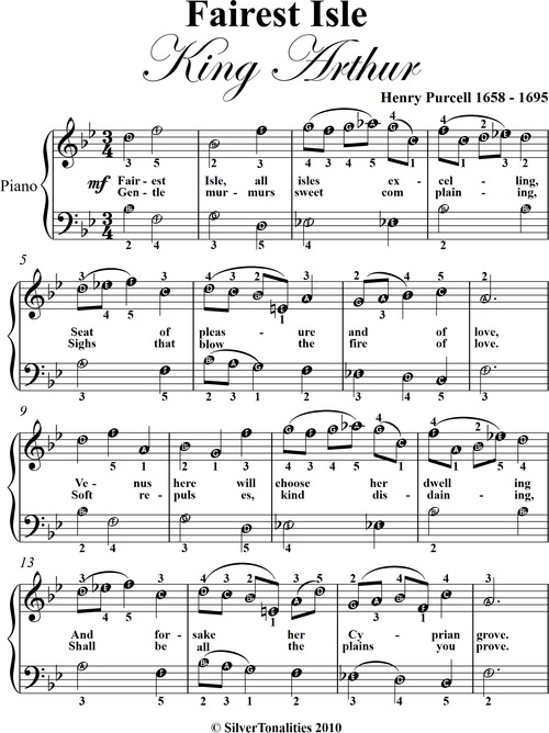 Product picture Fairest Isle King Arthur Easy Piano Sheet Music