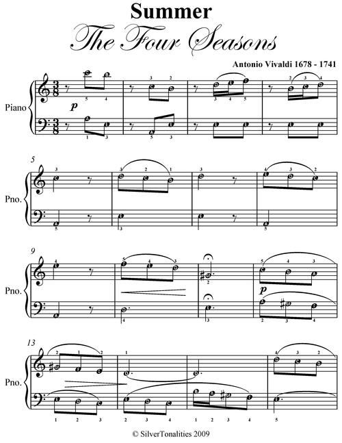 Product picture Summer Four Seasons First Movement Easy Piano Sheet Music