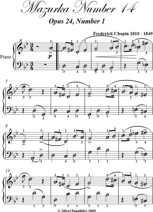 Product picture Mazurka Number 14 Easy Piano Sheet Music